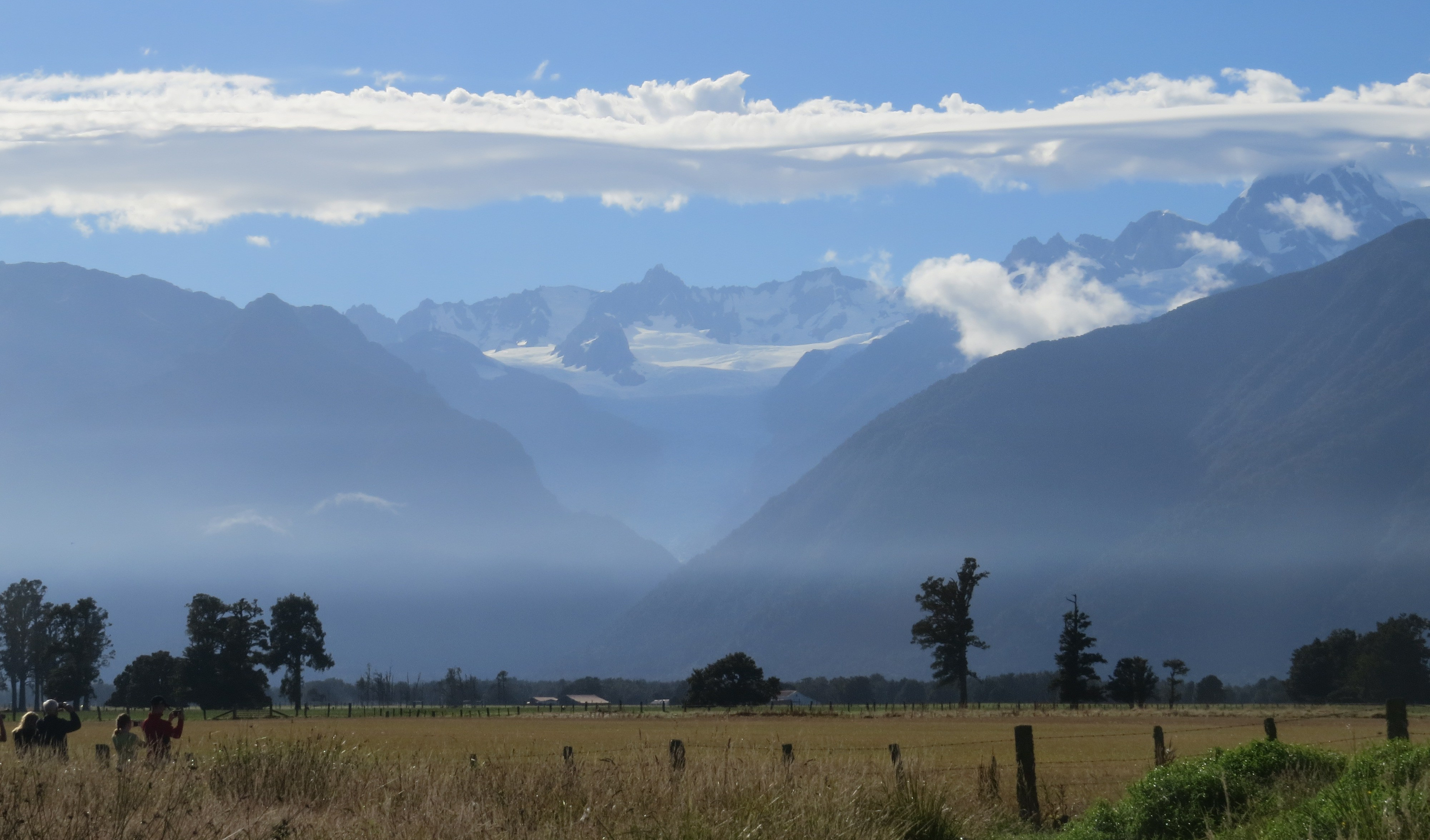 142--on way out of Fox Glacier were treated to a beautiful view of Mt Cook and the glacier